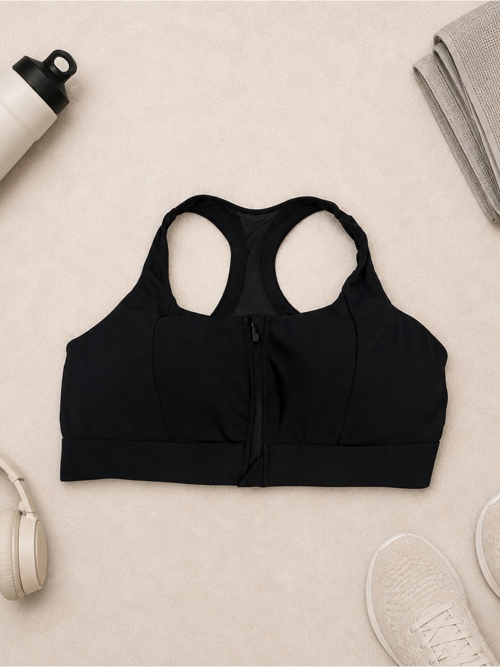 Halara Black Criss-Cross Zip Front Sports Bra XL